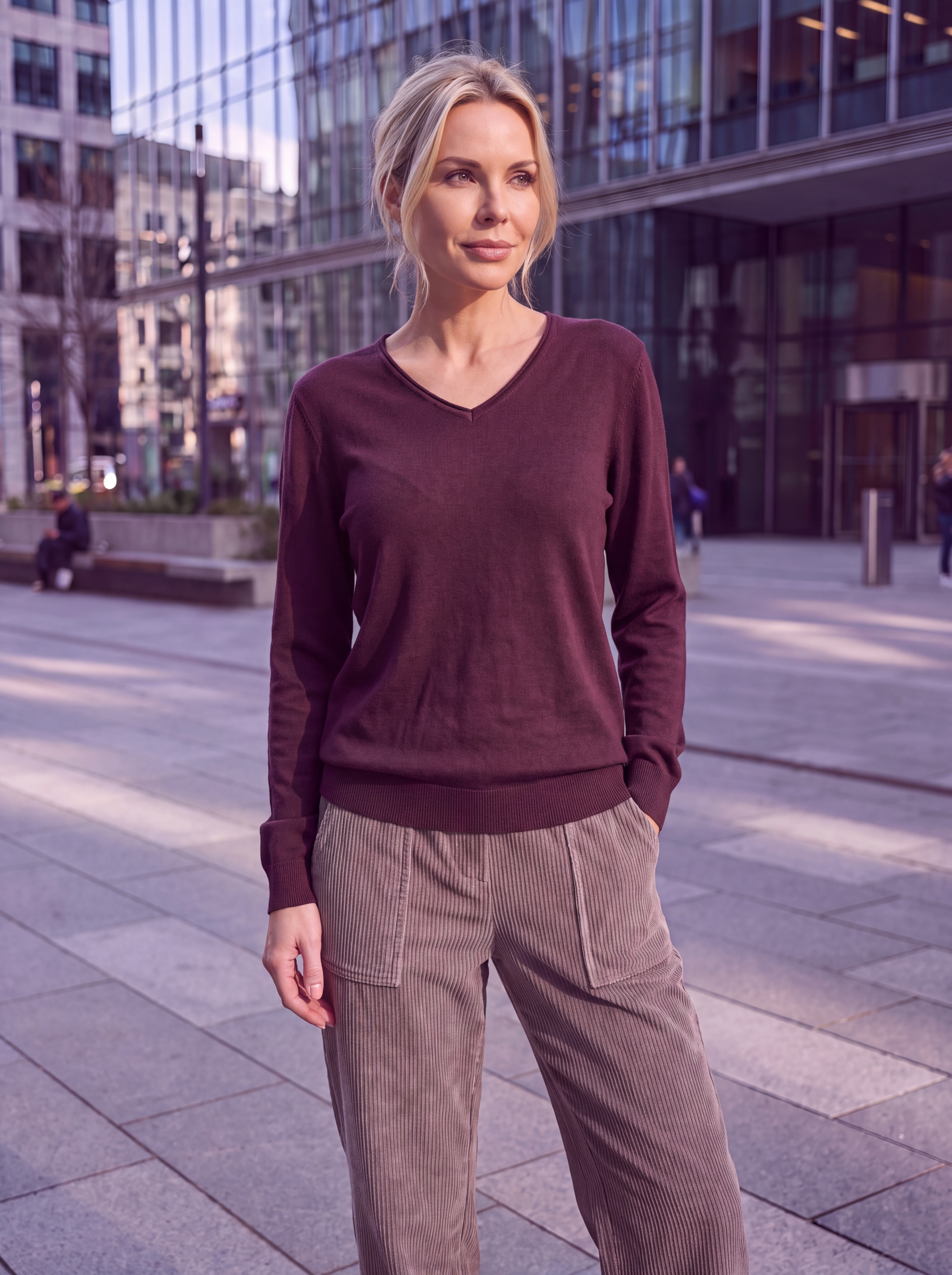 Dámsky pulóver s V-éčkovým výstrihom H.WINTER BURGUNDY Tmavá bordová s.WEAR 3